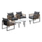 6PCS Outdoor Patio Set White Coffee Table Set Rattan Chairs