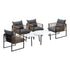 6PCS Outdoor Patio Set White Coffee Table Set Rattan Chairs