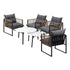 6PCS Outdoor Patio Set White Coffee Table Set Rattan Chairs