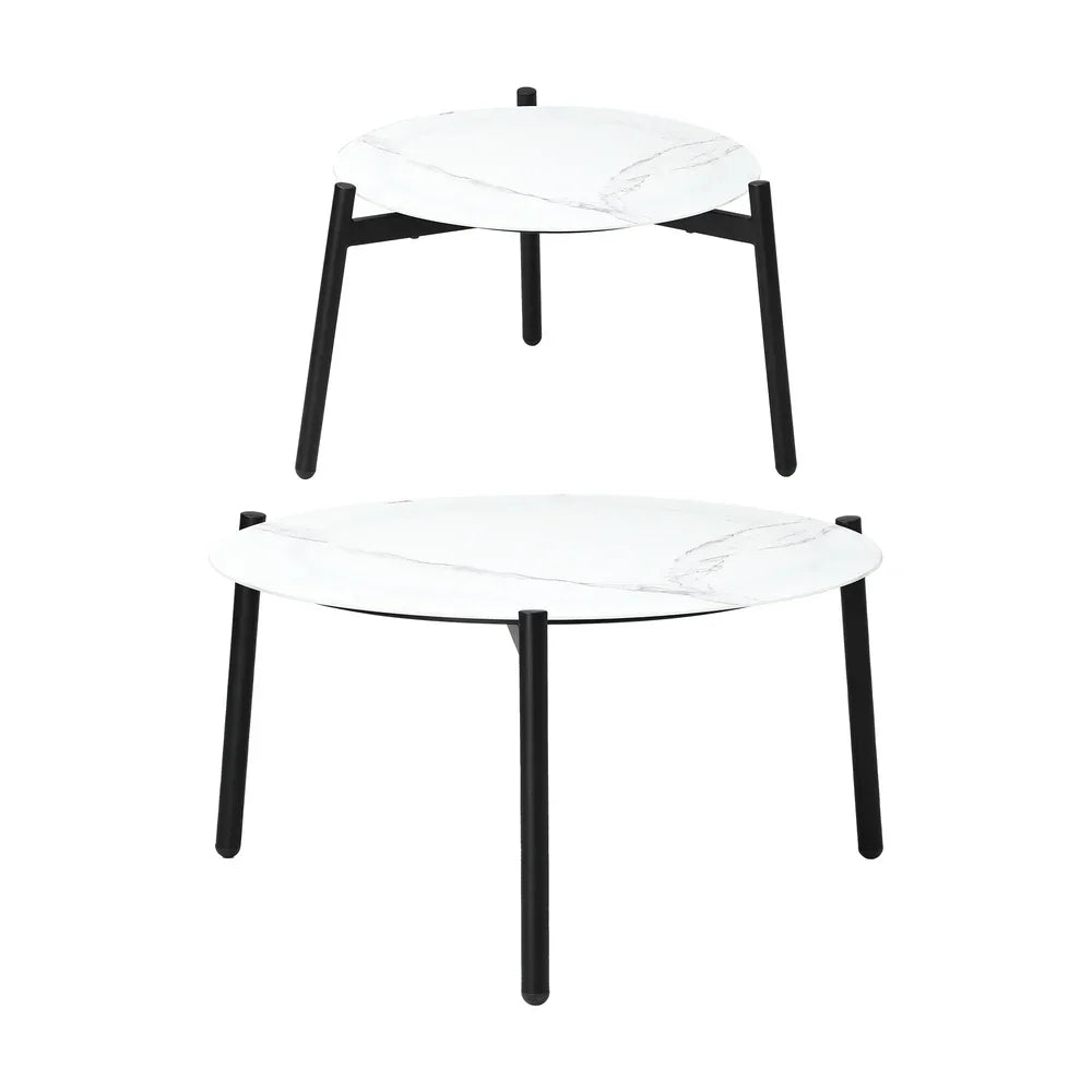 6PCS Outdoor Lounge Set White 50/70cm Coffee Table Chairs