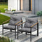 2 Piece Outdoor Lounge Armchair Set Cushioned Black Grey