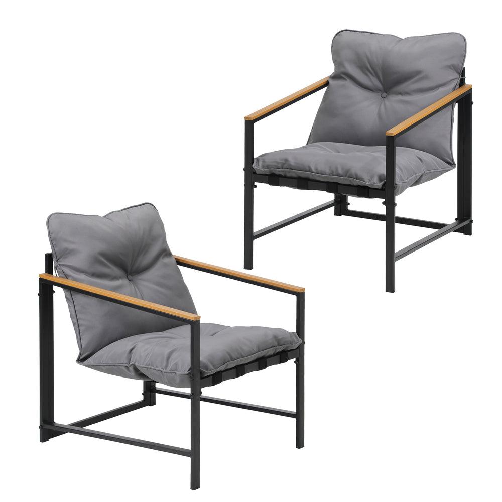 2 Piece Outdoor Armchair Lounge Sofa Black