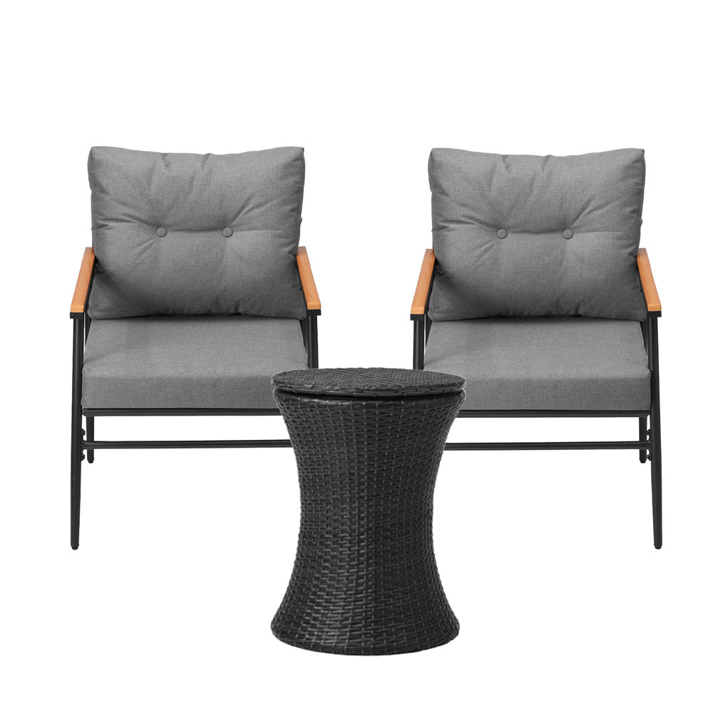 Livsip Outdoor Lounge Setting Ice Bucket Black Table 2 Seater