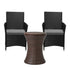 Outdoor Patio Set Ice Bucket Table Brown Bistro Setting 3pcs