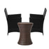 Outdoor Patio Set Ice Bucket Table Brown Bistro Setting 3pcs