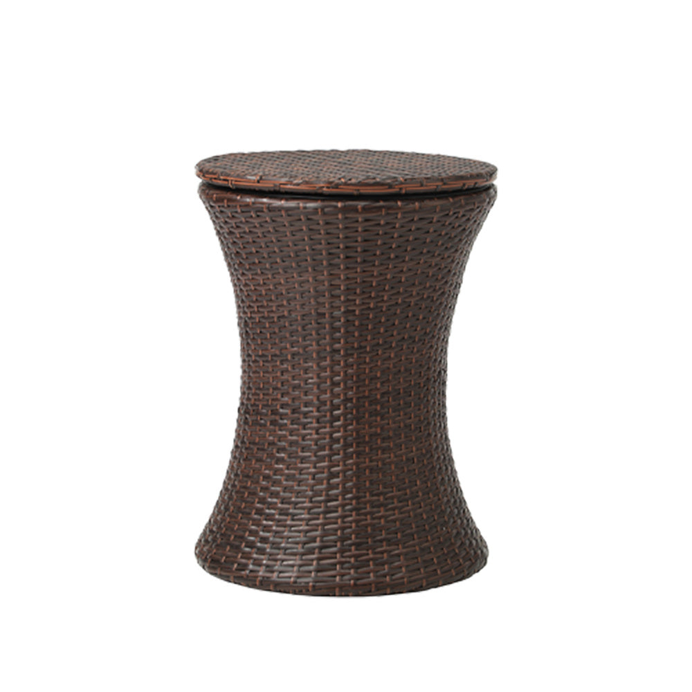Outdoor Patio Set Ice Bucket Table Brown Bistro Setting 3pcs