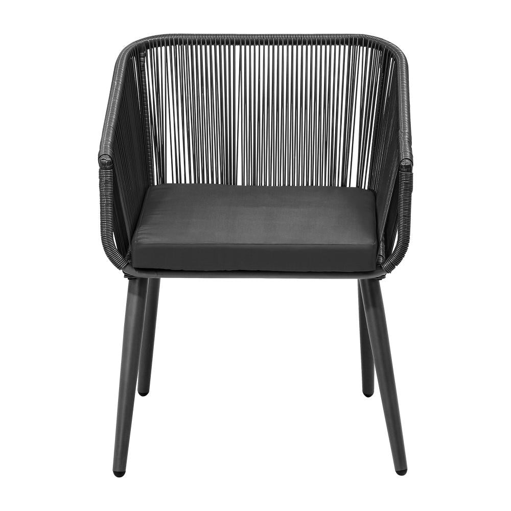 Outdoor Armchair X2 with Padded Seat Grey