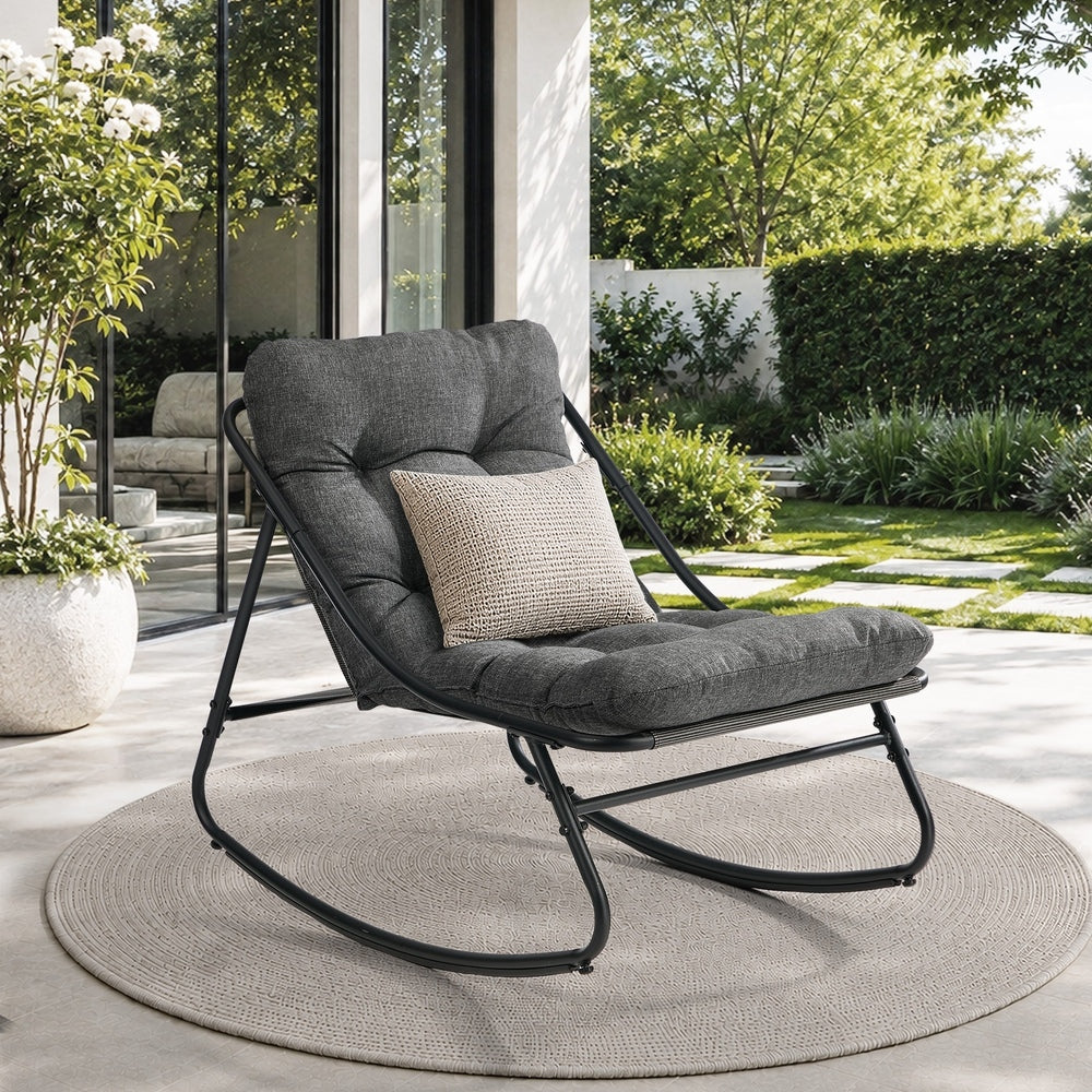 Livsip Outdoor Rocking Chair Garden Patio Lounge Textilene Grey