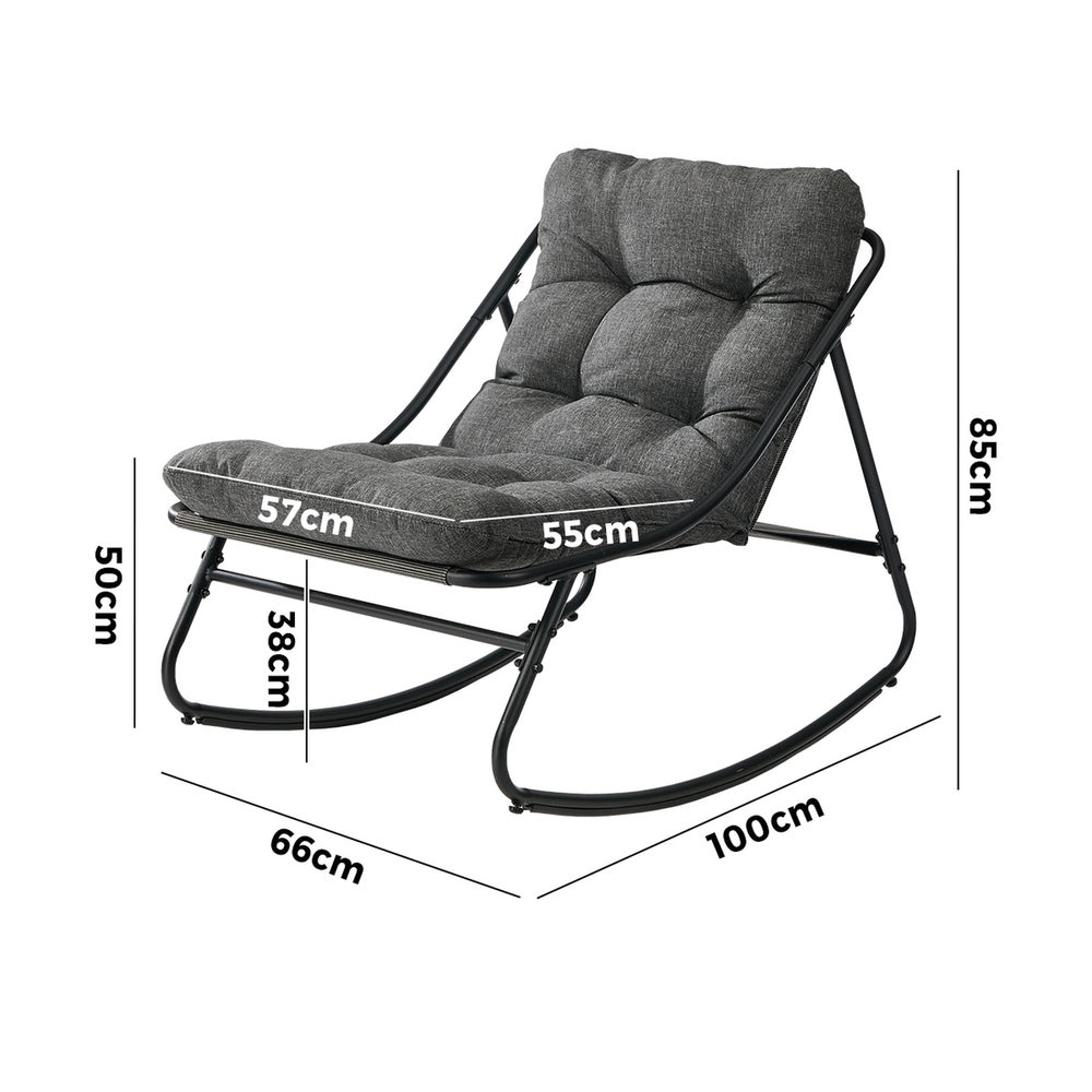 Livsip Outdoor Rocking Chair Garden Patio Lounge Textilene Grey