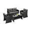 Outdoor Patio Set 4Piece Wicker Sofa Chair Table