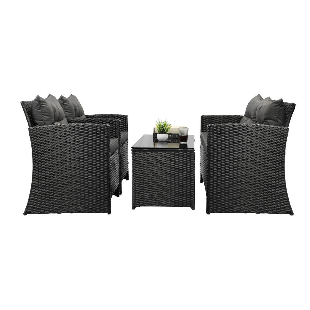 Outdoor Patio Set 4Piece Wicker Sofa Chair Table