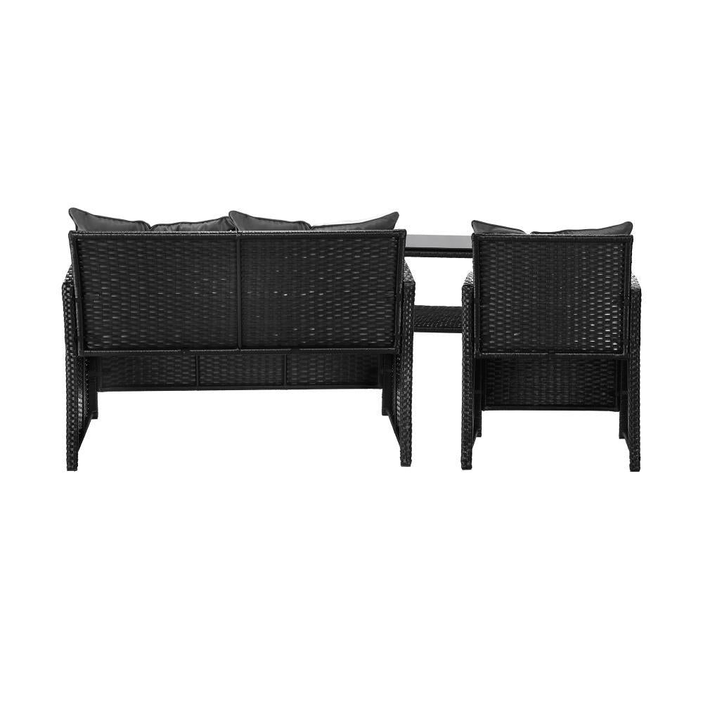 Outdoor Patio Set 4Piece Wicker Sofa Chair Table