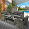 Livsip 4 Piece Outdoor Patio Furniture Set Grey Wicker Table Chairs
