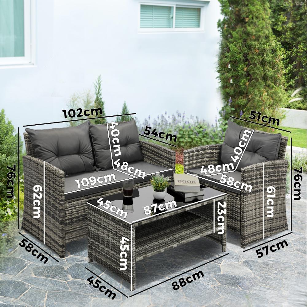 Outdoor Patio Set Wicker Table&Chairs 4 Piece