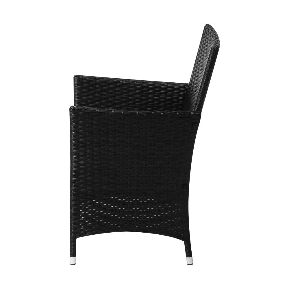 2X Outdoor Patio Chairs Rattan Black