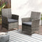 Livsip 2X Rattan Outdoor Patio Chairs Grey Cushioned Steel Frame Garden Set