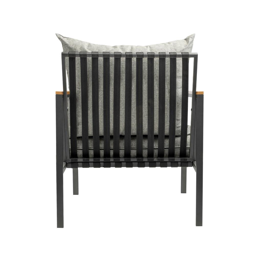 Outdoor Chairs with Cushions Black Frame X2
