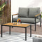 2 Seater Outdoor Furniture Set Patio Sofa Coffee Table Cushions Grey