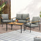 4 Piece Outdoor Furniture Set Patio Sofa Chairs Coffee Table Cushions Grey