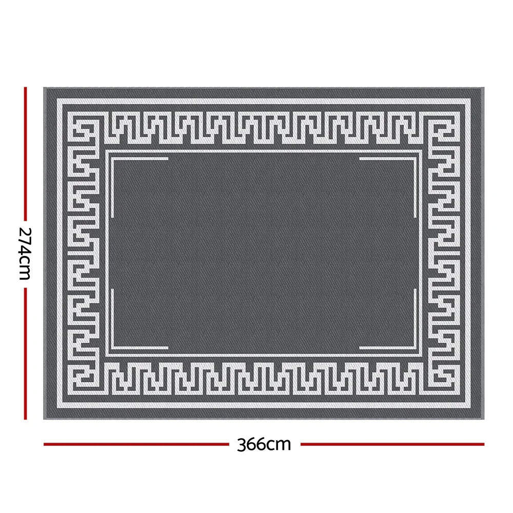 Outdoor Rugs 274x366cm Large Carpet Reversible Area Mat PP Dual-Sided Patio Rug Greek Key