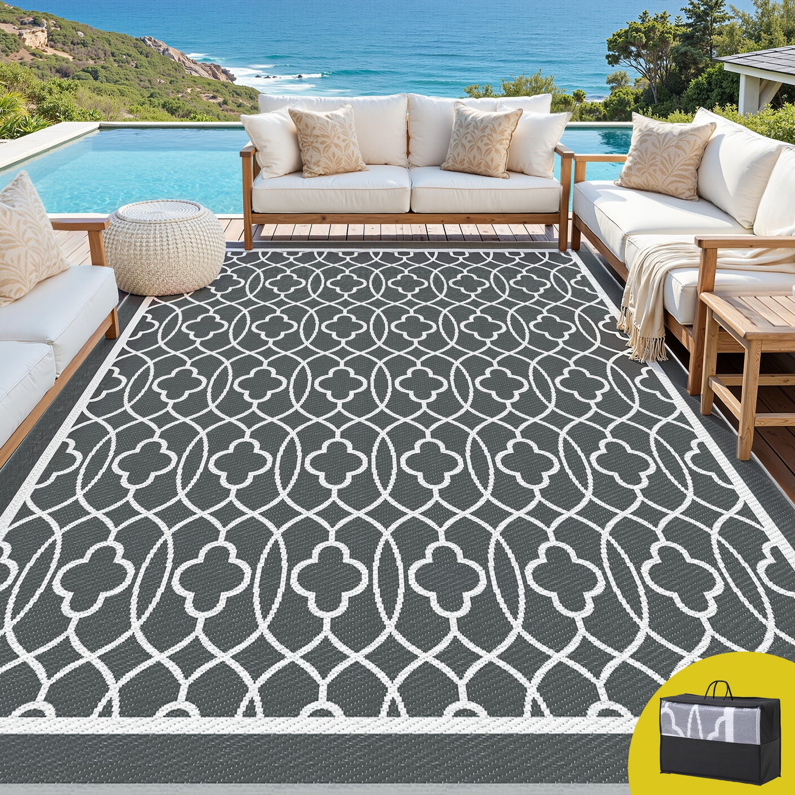 Outdoor Rugs 274x366cm Large Carpet Reversible Area Mat PP Dual-Sided Patio Rug