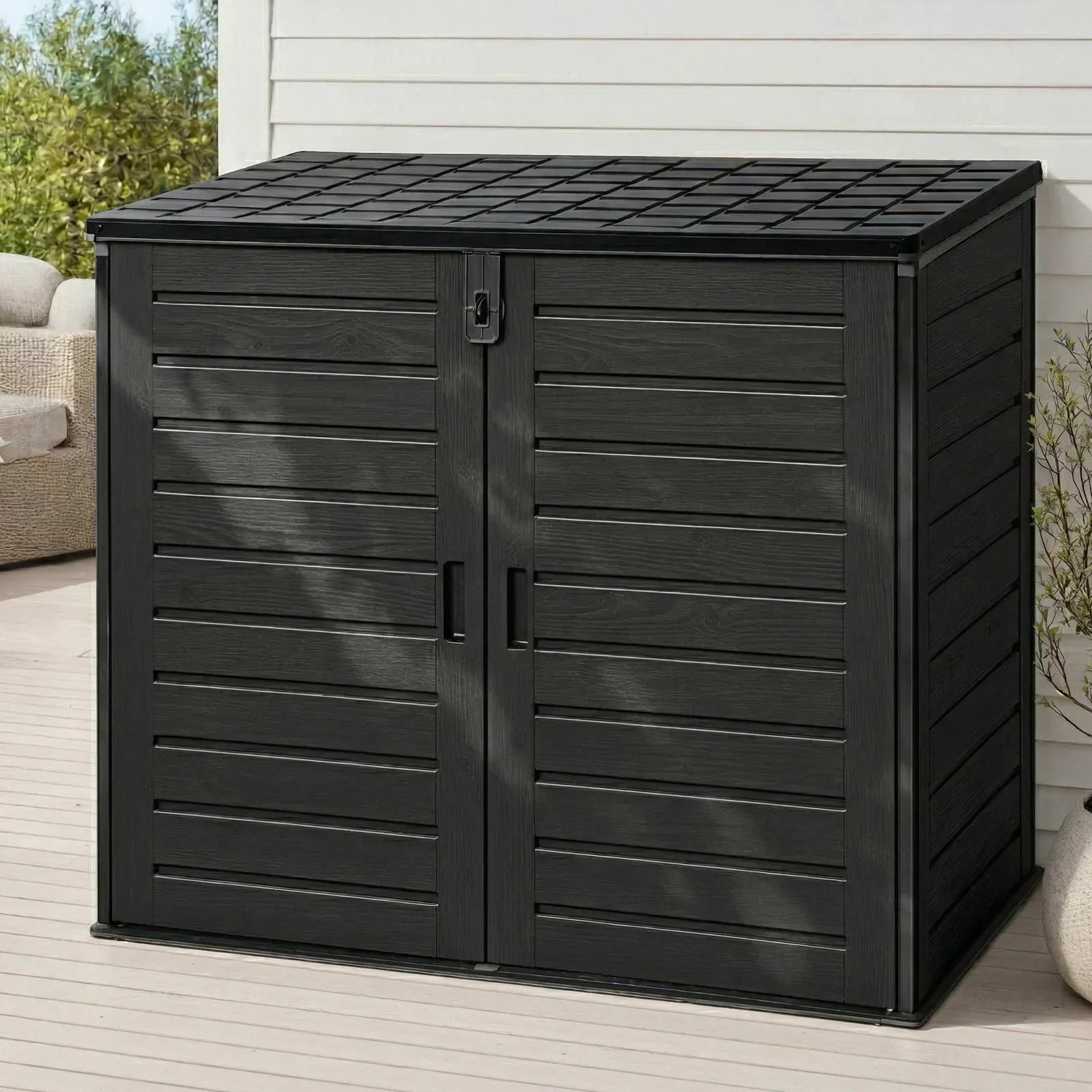 1170L Outdoor Storage Shed – PP Plastic, Lockable, Weather‑Resistant