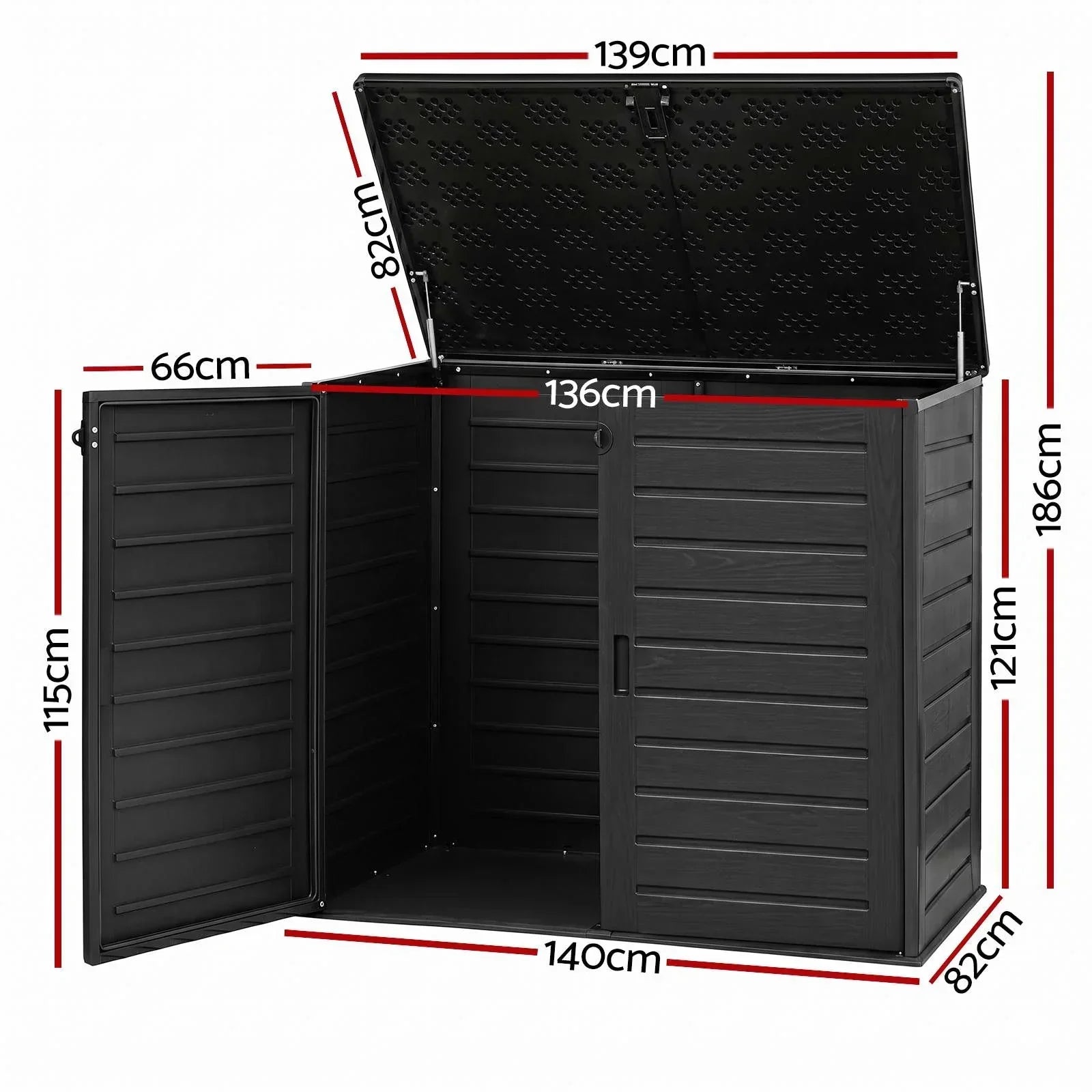 1170L Outdoor Storage Shed – PP Plastic, Lockable, Weather‑Resistant