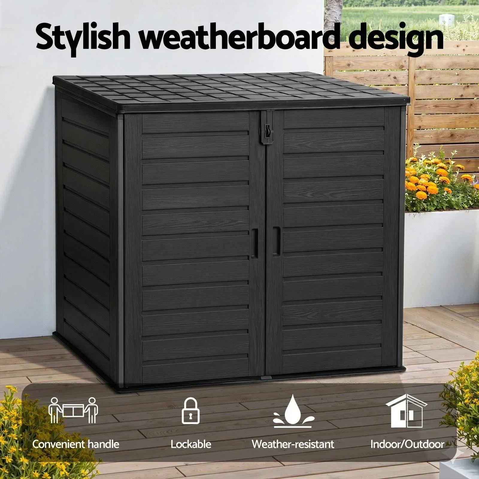 1170L Outdoor Storage Shed – PP Plastic, Lockable, Weather‑Resistant