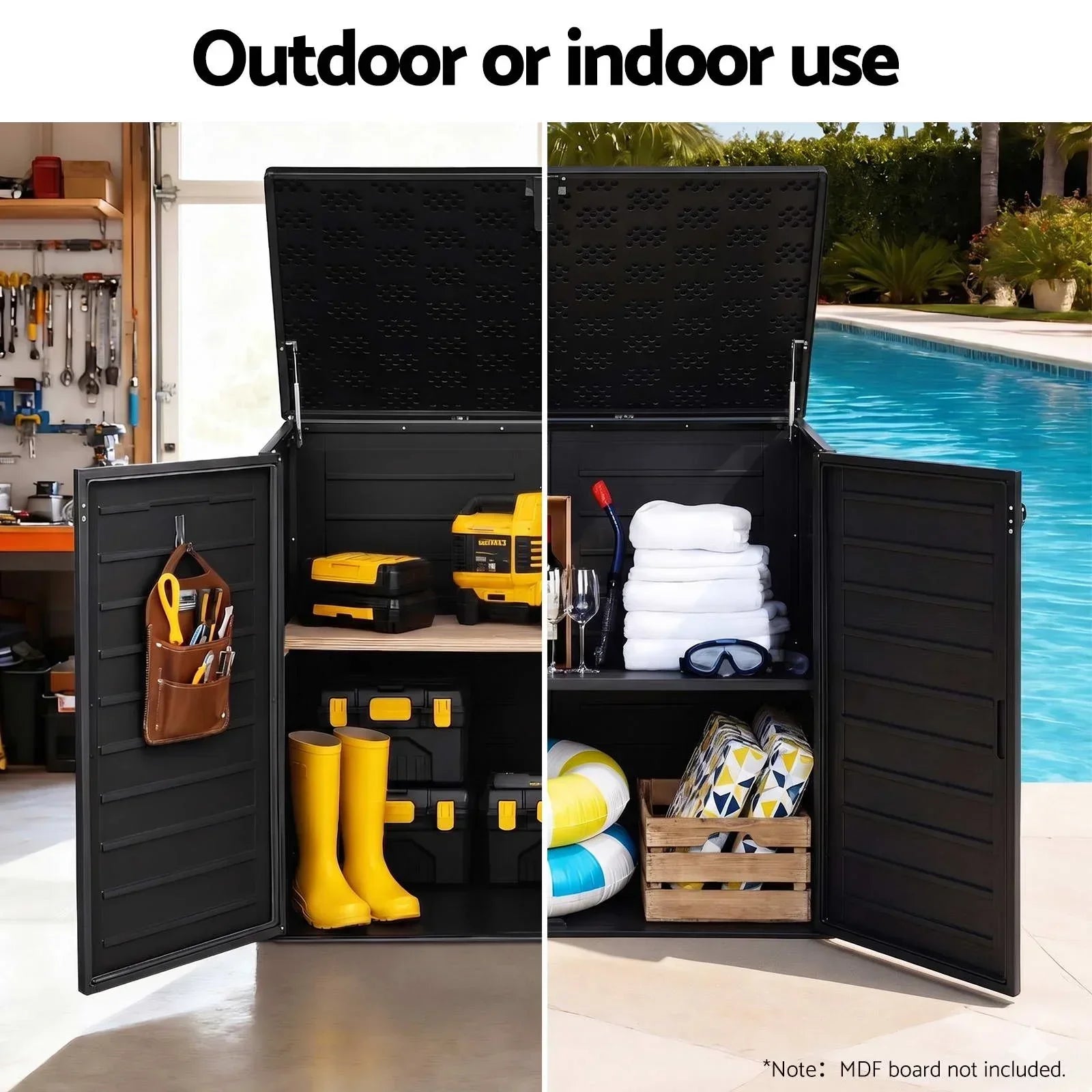 1170L Outdoor Storage Shed – PP Plastic, Lockable, Weather‑Resistant