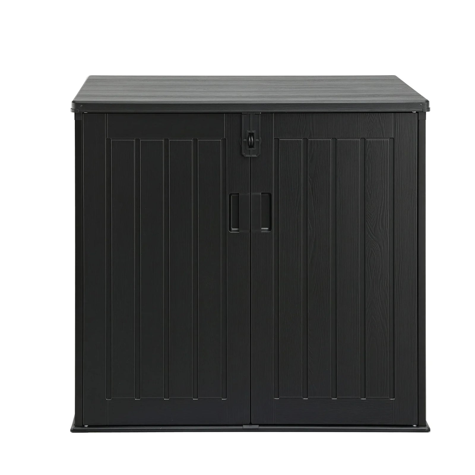 775L Outdoor Storage Box – Triple‑Door PP Shed, Lockable Lid, Black