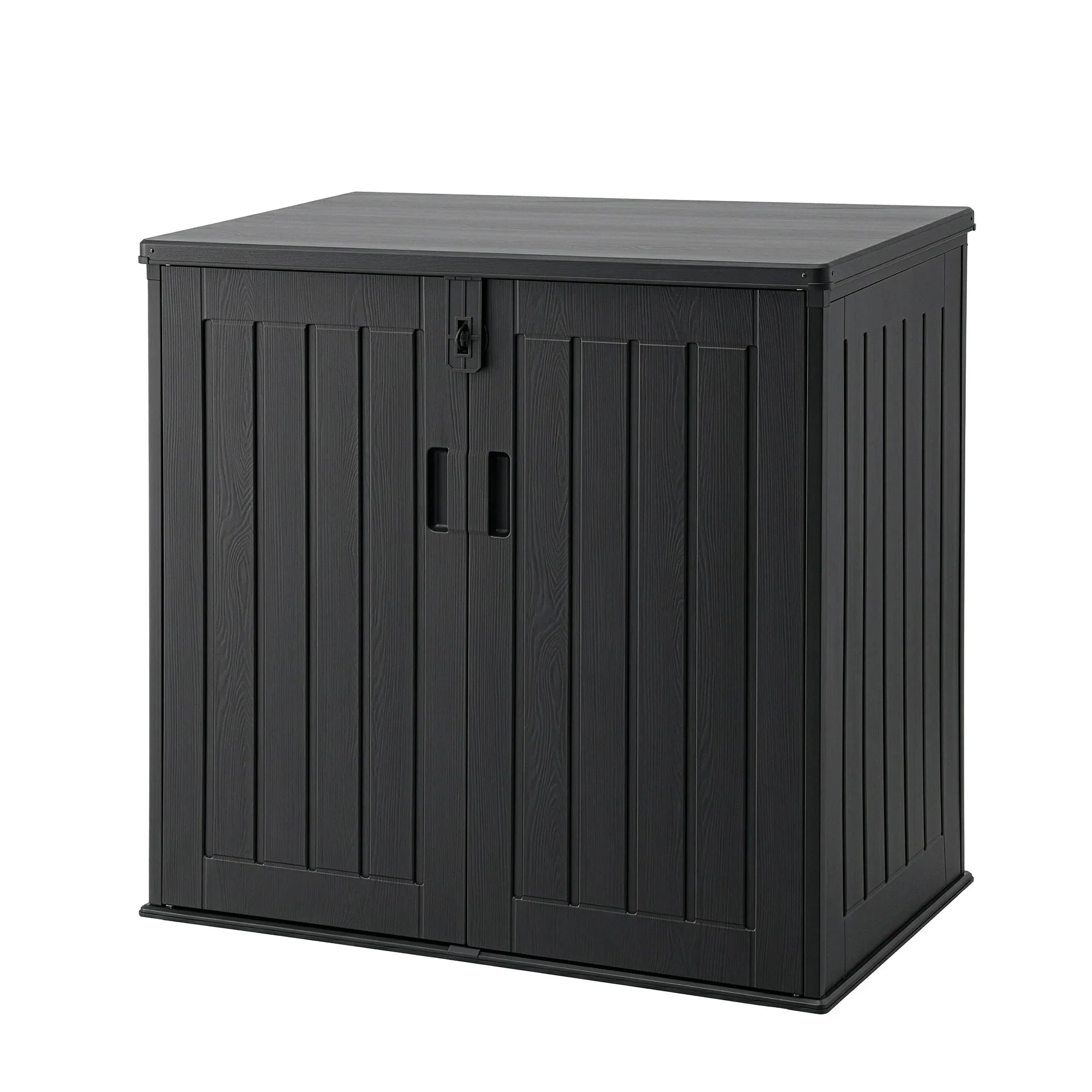 775L Outdoor Storage Box – Triple‑Door PP Shed, Lockable Lid, Black