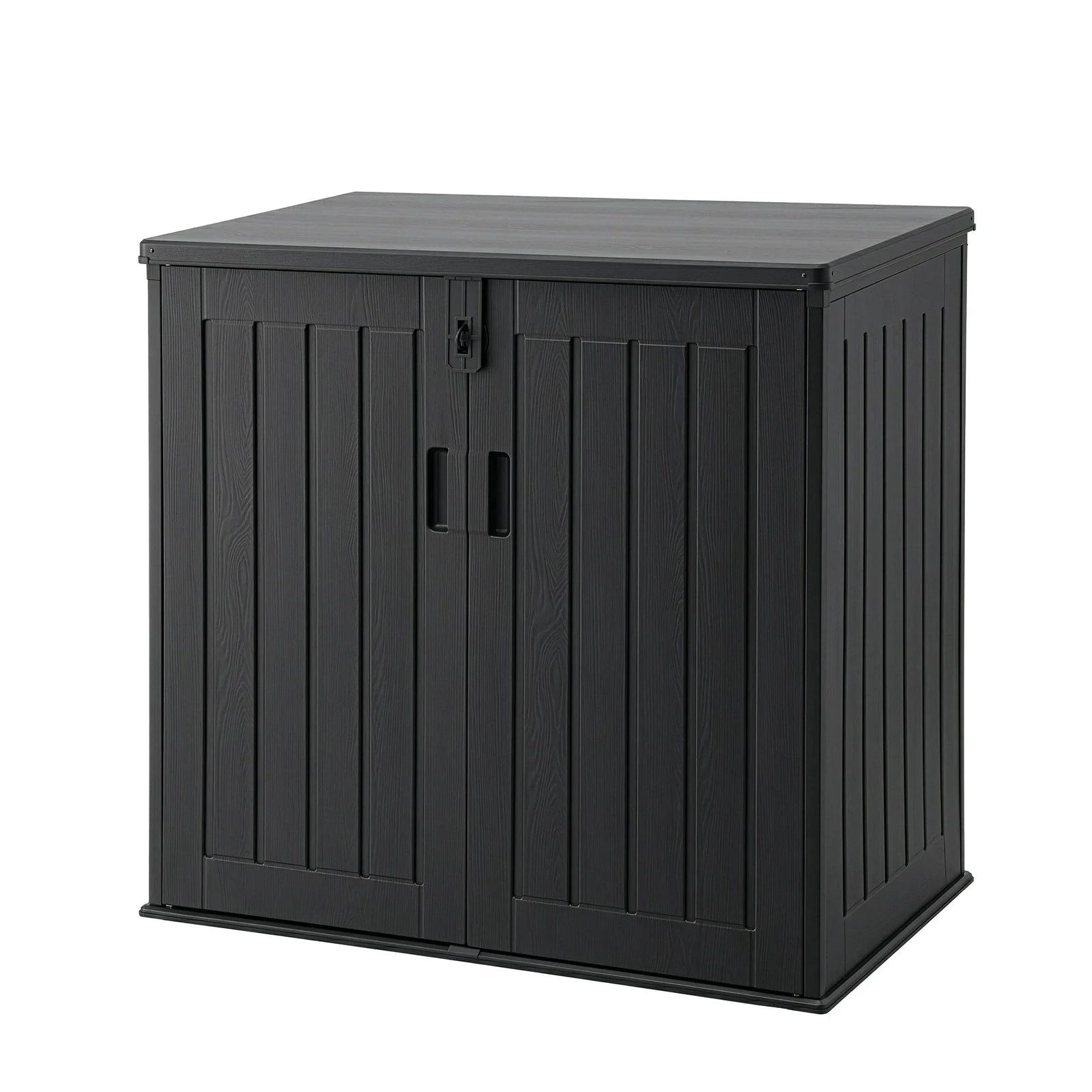 775L Outdoor Storage Box – Triple‑Door PP Shed, Lockable Lid, Black