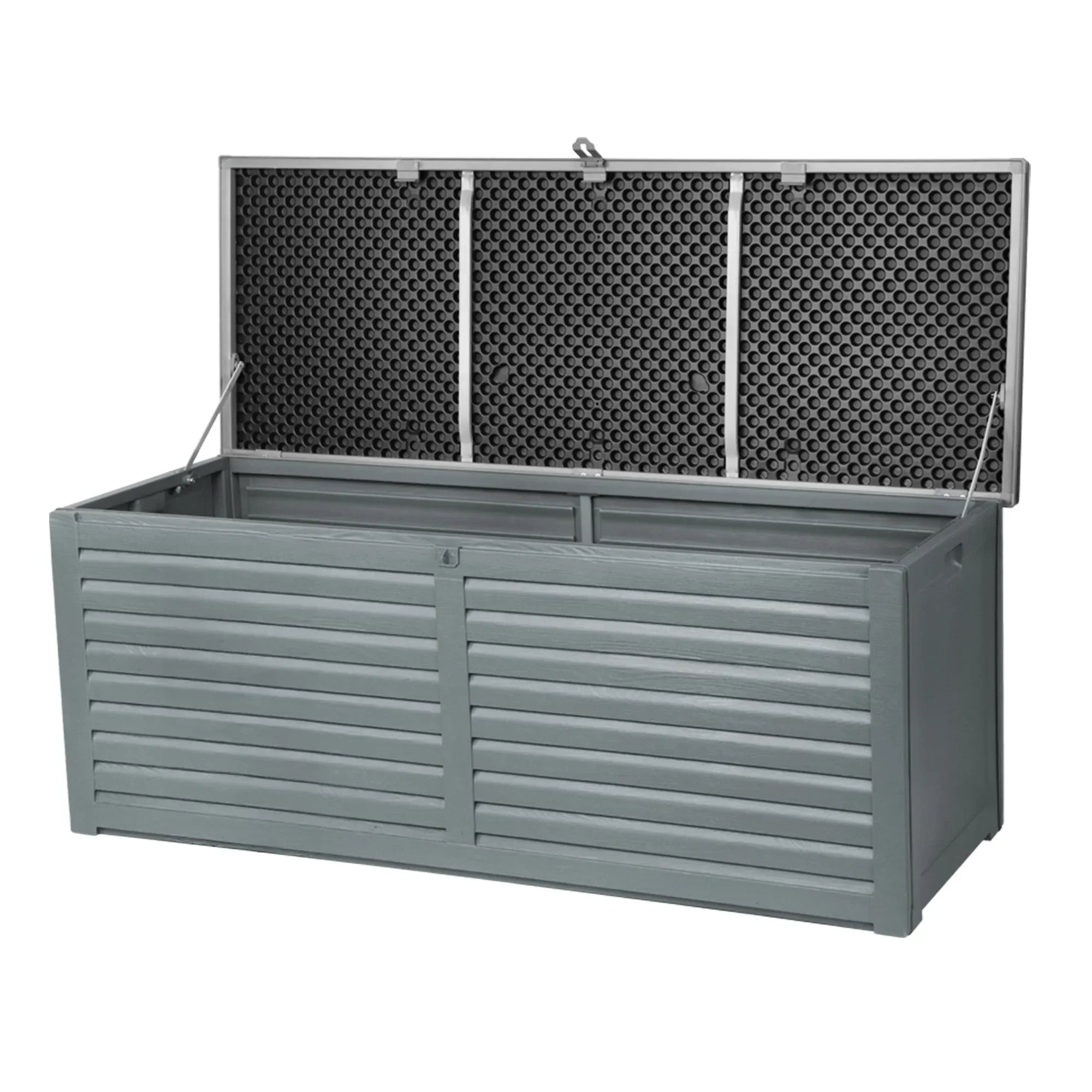 Outdoor Storage Box 390L Weatherproof Lockable Bench Seat 136kg Grey