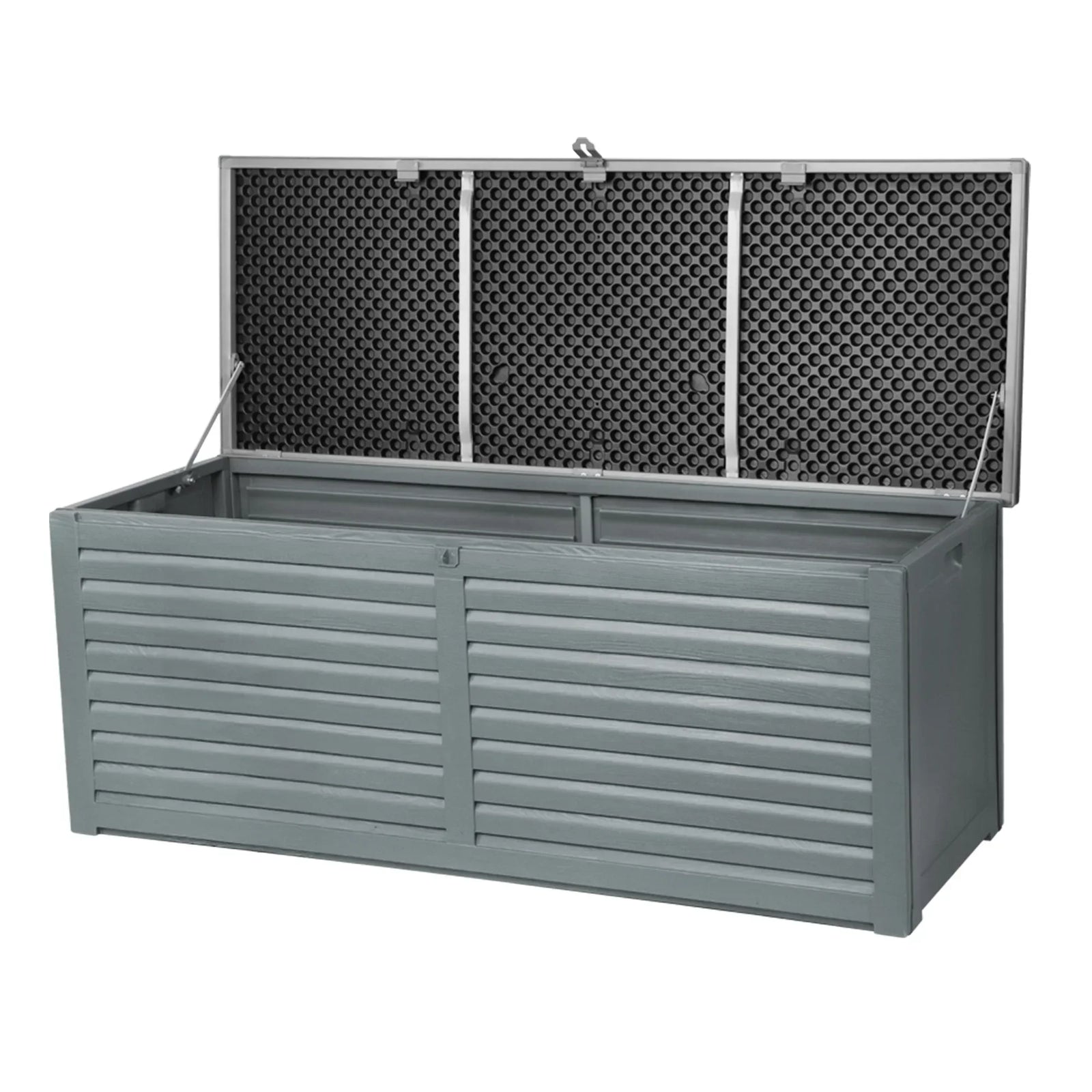 Outdoor Storage Box 390L Weatherproof Lockable Bench Seat 136kg Grey
