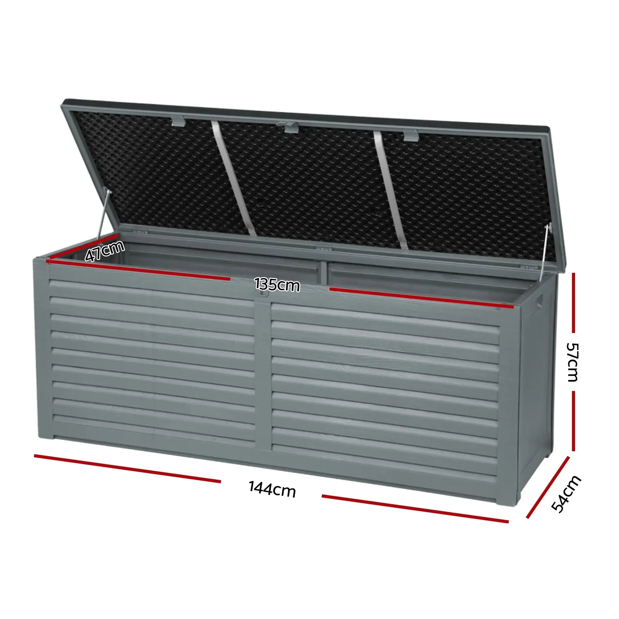 Outdoor Storage Box 390L Weatherproof Lockable Bench Seat 136kg Grey