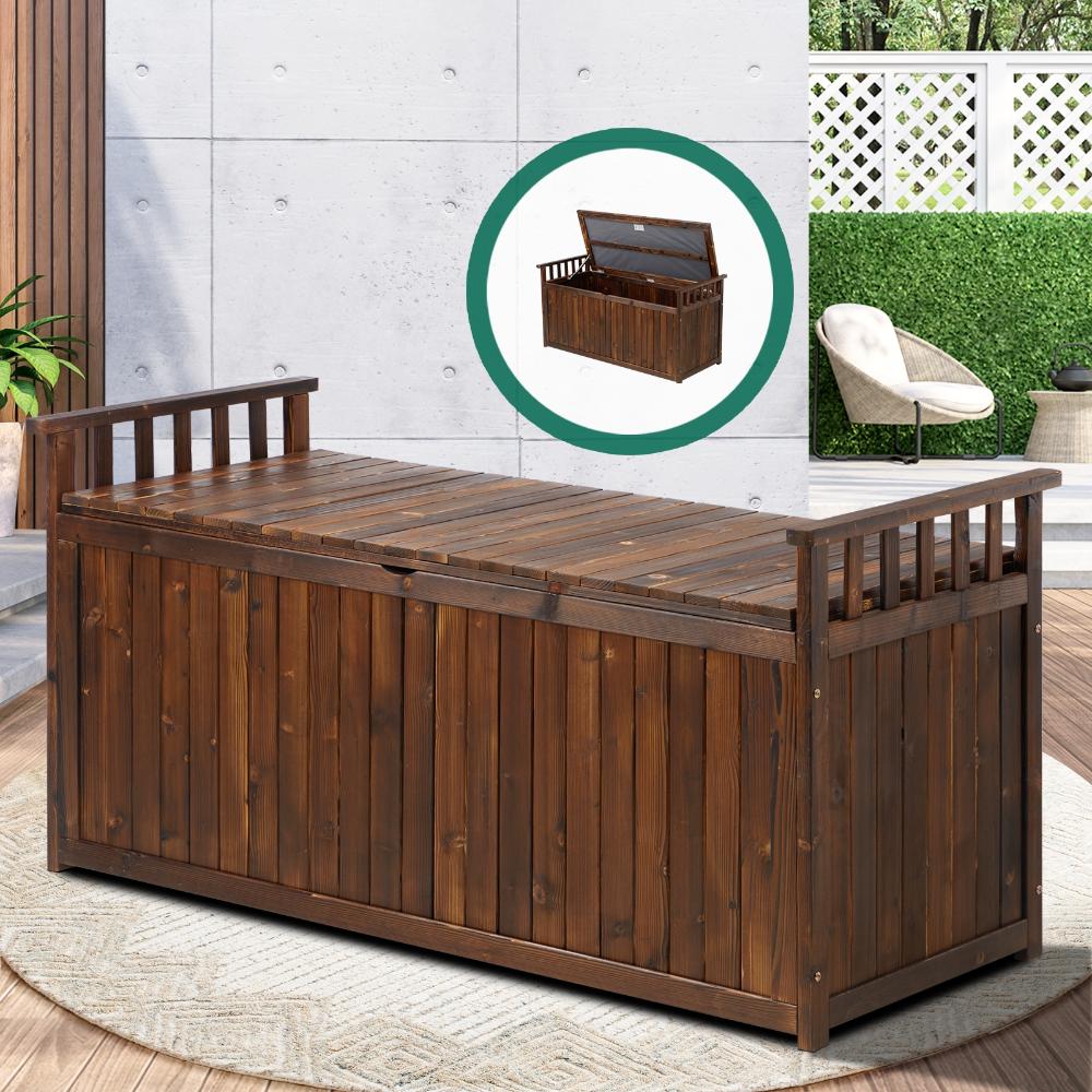 Outdoor Storage Box Garden Bench Wooden 500L Charcoal