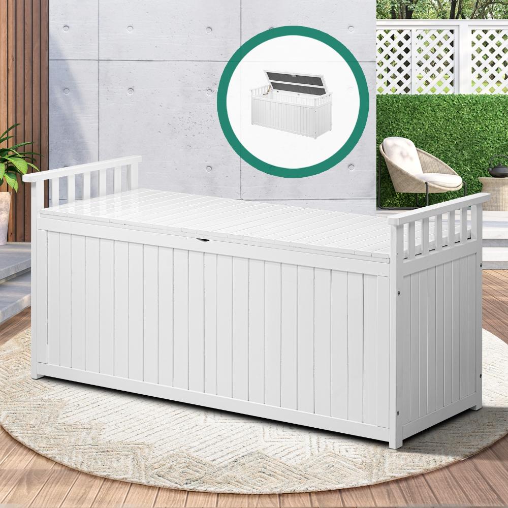 Outdoor Storage Box Garden Bench Wooden 500L White