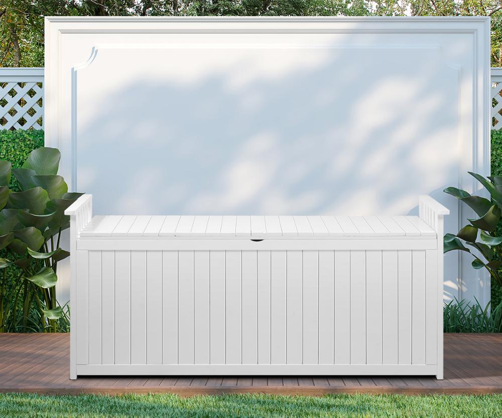 Outdoor Storage Box Garden Bench Wooden 500L White