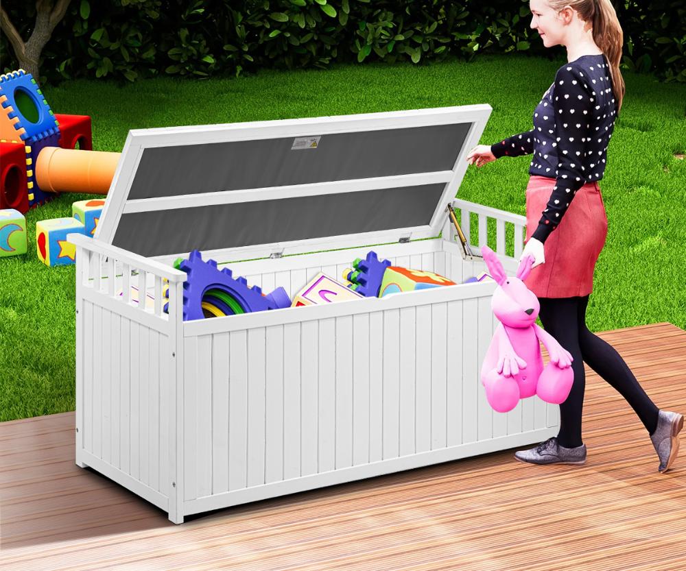 Outdoor Storage Box Garden Bench Wooden 500L White