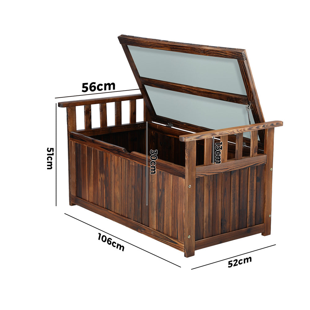 Outdoor Storage Box Wooden Garden Bench L Charcoal