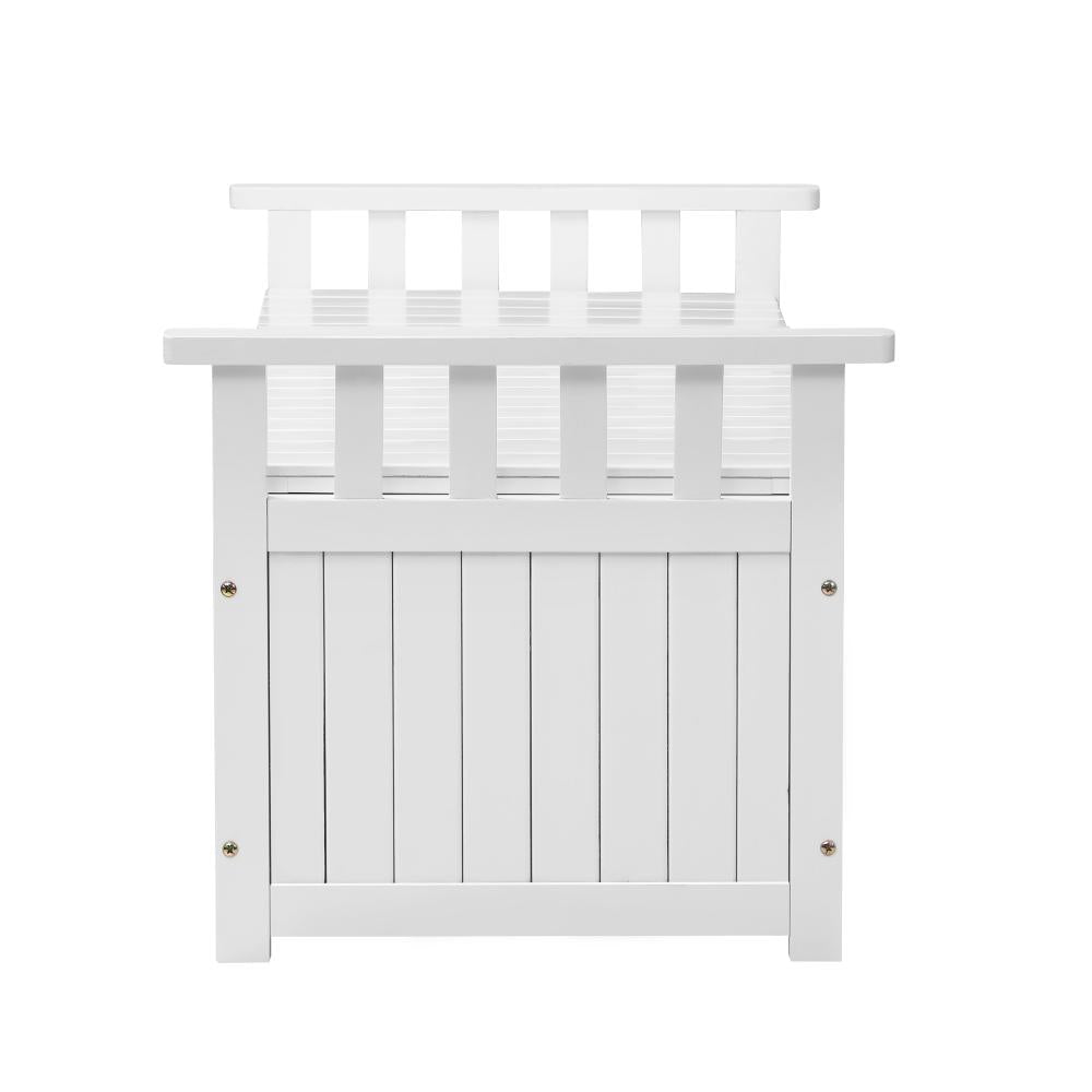 Outdoor Storage Box Wooden Garden Bench L White