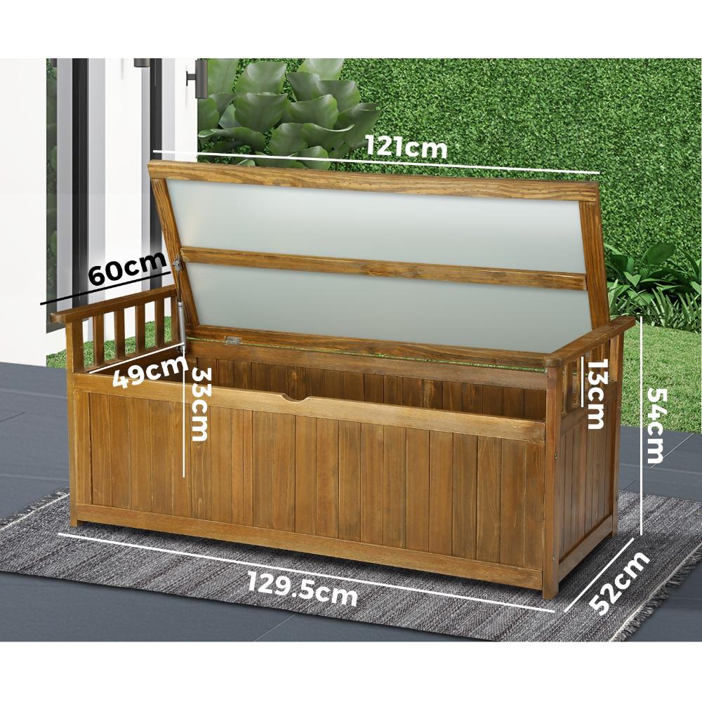Outdoor Wooden Storage Bench Waterproof Top
