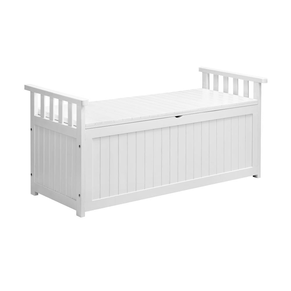 Outdoor Storage Bench Wooden Container White