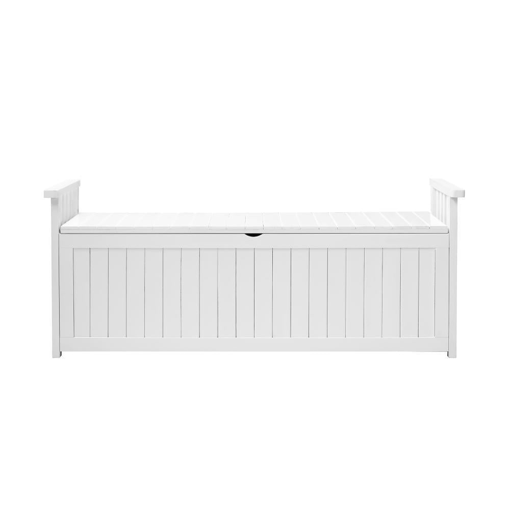 Outdoor Storage Bench Wooden Container White