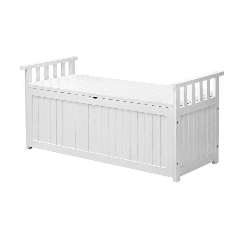 Outdoor Storage Bench Wooden Container White
