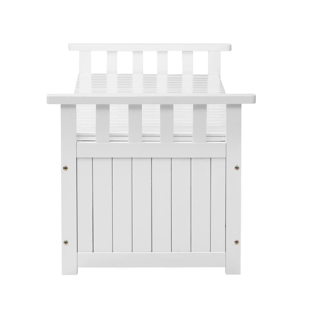 Outdoor Storage Bench Wooden Container White