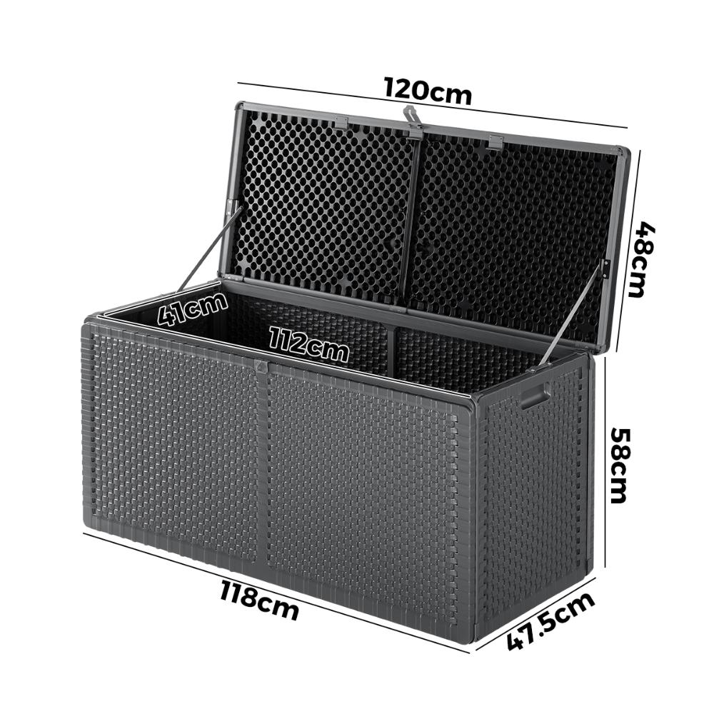 Outdoor Storage Box Bench 310L Black&Grey