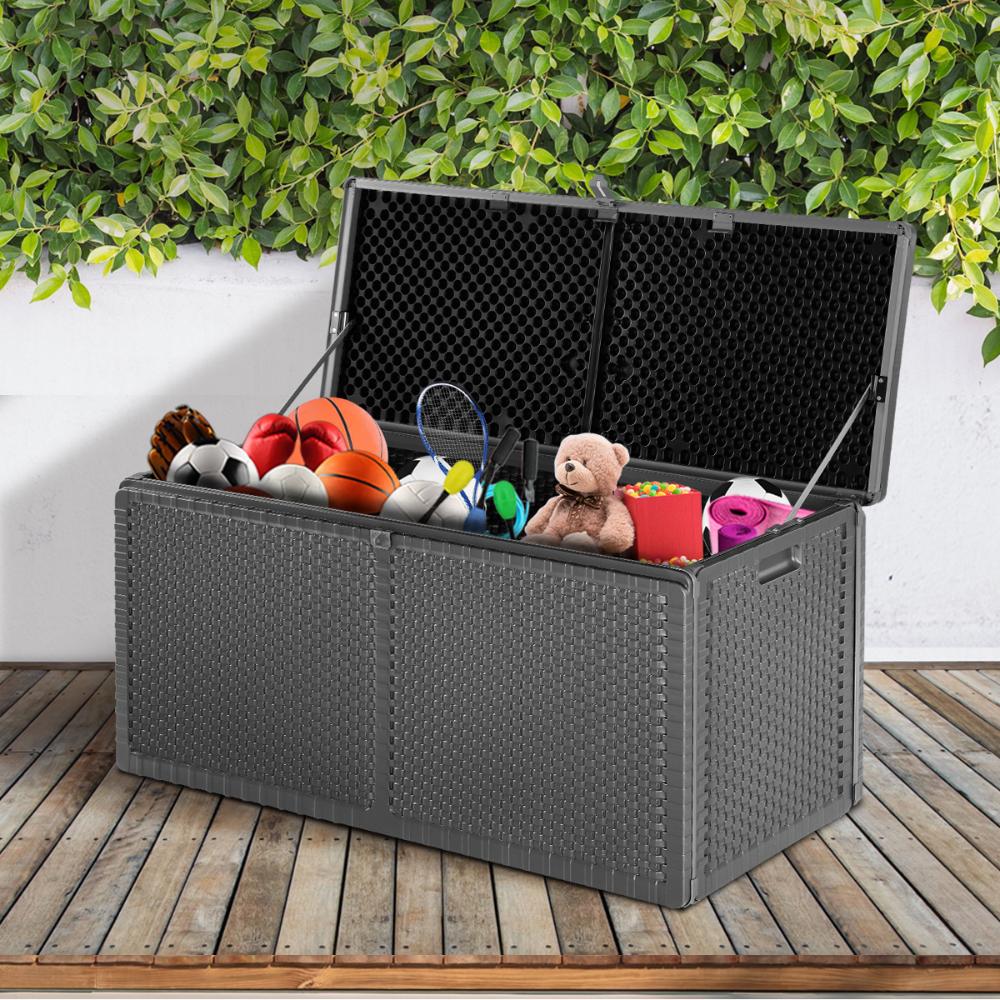 Outdoor Storage Box Bench 310L Black&Grey