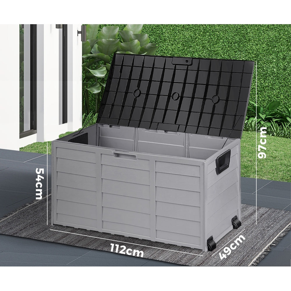 Outdoor Storage Box Lockable 290L Black&Light Grey