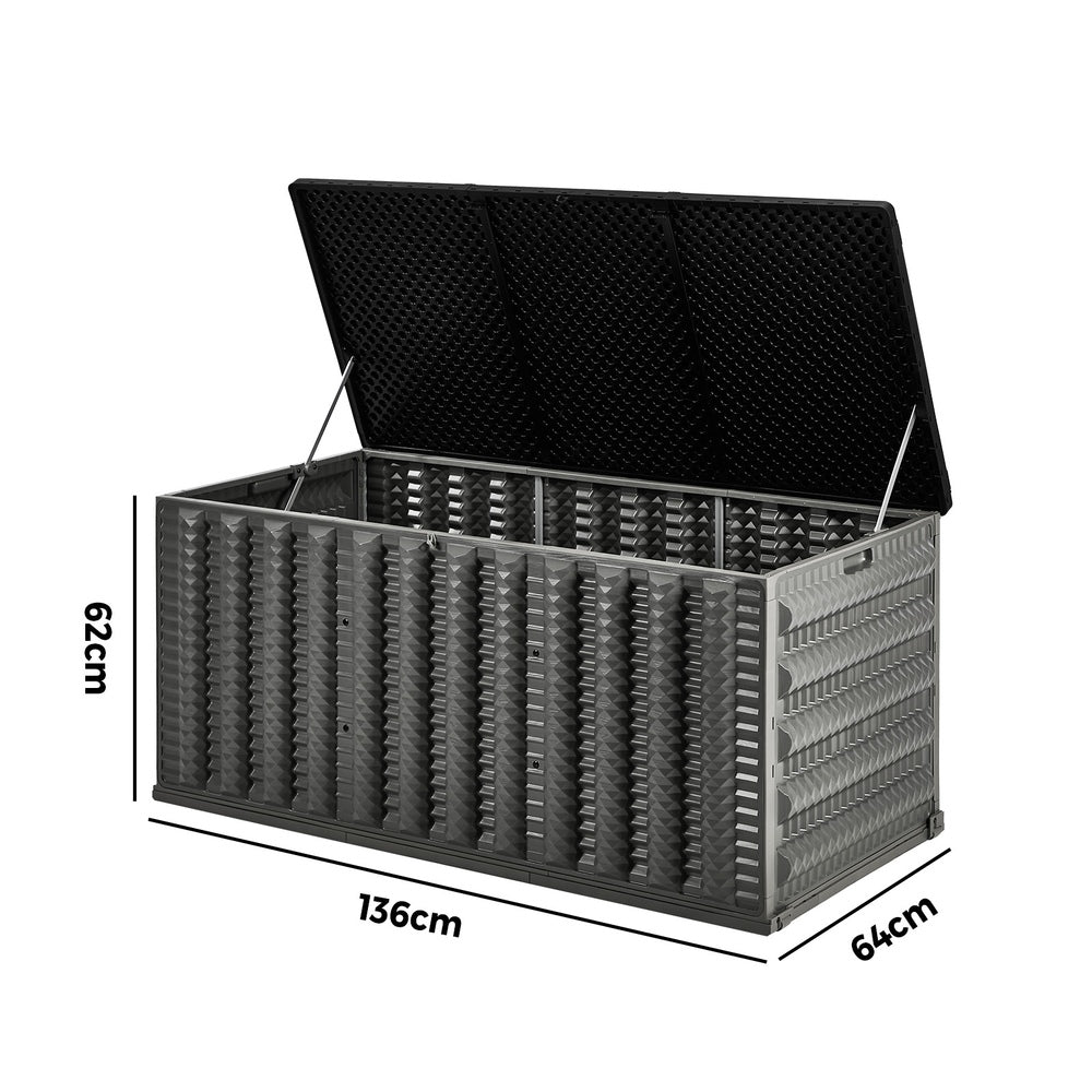 Livsip Outdoor Storage Box 490L Foldable Garden Container Grey